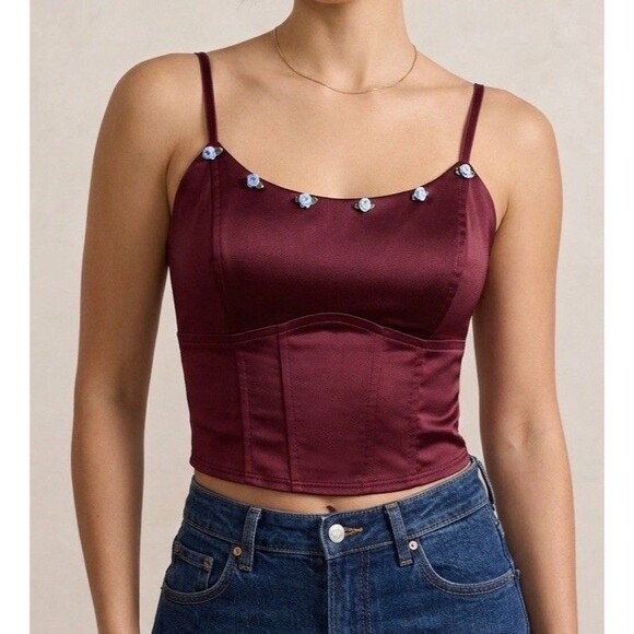 wild fable Tops - Wild Fable Rosette Satin Corset Top Womens Sz XXL Coquette Fairy Romantic New
